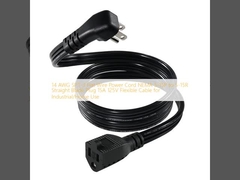 14 AWG SPT-3 Flat Wire Power Cord NEMA 5-15P to 5-15R Straight Blade Plug 15A 125V Flexible Cable for Industrial/Home Use