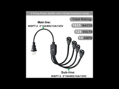 USA Certificate 6Ft 3 Pin Plug 515P To 3 Way Nema 515R Ac Extension Cord Three Prong Outlet Splitter