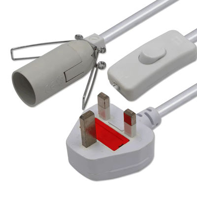 E14 Lamp Socket Converter Cable with UK Plug & 303 Switch, 250V 3A for Vintage Lighting Fixtures