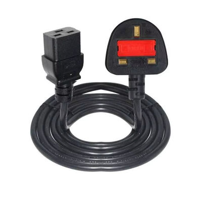 UK to C19 Heavy Duty Power Cord Cable for Data Centers 16A 250V 14AWG 1.2M black BS1363 Safety Certified