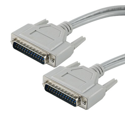 DB-25 Male to Male Serial Cable for RS-232/Parallel Printer Connection - 1ft/2ft/5ft, PVC white