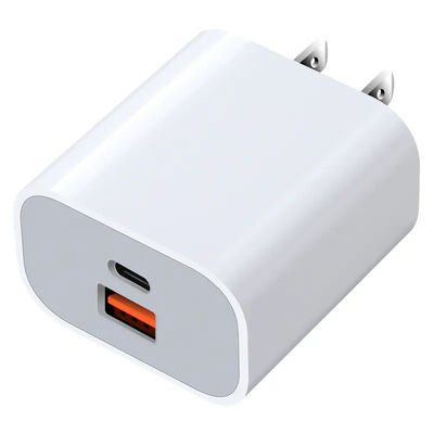 US 2-Pin 30W Dual Port Wall Charger – USB-C & USB-A Output Fast Charging Power Adapter for Phone, Tablet, Camera