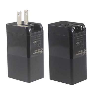 US Plug 65W USB Wall Charger – Dual-Port Adapter with USB-C & USB-A Output for Laptop, Phone, Tablet, Travel Charging (100–240V Input)