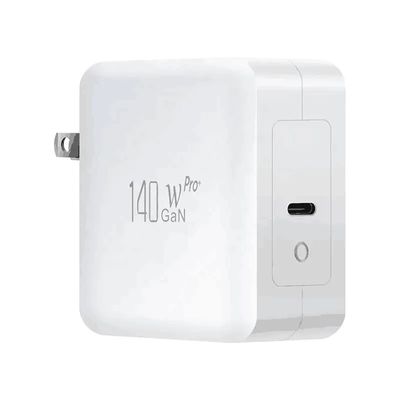 US 2-Pin Wall Charger with Single USB-C Port, 140W High-Speed Output, Fast Charging Adapter for Laptop/Mobile