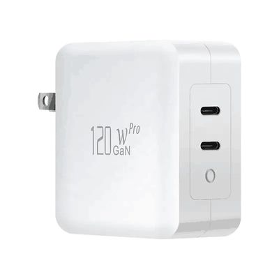 120W Dual USB-C GaN PD Charger with US 2-Pin Plug