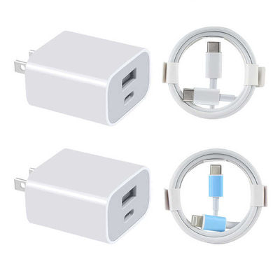 20W USB-C and USB-A US Wall Charger with Cable, Fast Charging Power Adapter for Smartphones and Tablets