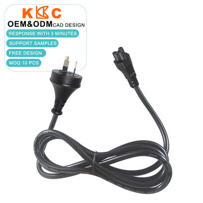 SAA Certified 3-Pin AU Plug to IEC C5 Electric Power Cord 10A/250V AC Power Cable 1.8m Black