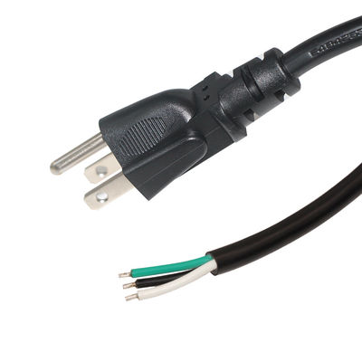 Usa NEMA 5-15P To Stripped Replacement Open End Power Cord With Us Male Connector 18Awg