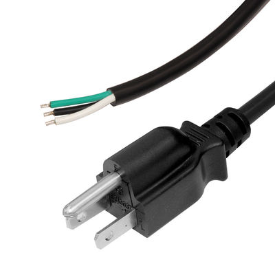 Usa NEMA 5-15P To Stripped Replacement Open End Power Cord With Us Male Connector 18Awg