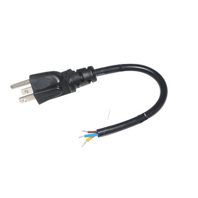 Usa NEMA 5-15P To Stripped Replacement Open End Power Cord With Us Male Connector 18Awg