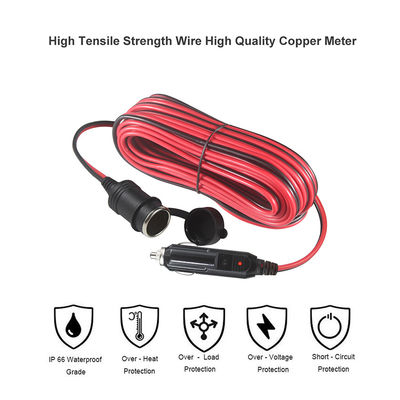 Car Cigarette Lighter Male To Female Solar Power Cable 0.5m-5m Length