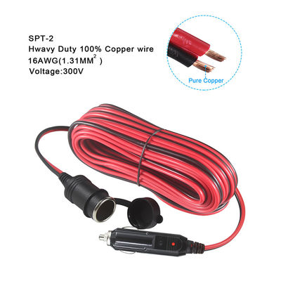 Car Cigarette Lighter Male To Female Solar Power Cable 0.5m-5m Length