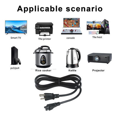 NEMA 5-15P to IEC C5 Power Cord 14AWG 250V 16A Black