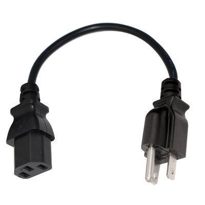 Universal NEMA 5-15P to IEC C13 Power Cord 10A 250V UL Certified for Computers/Servers/Medical Equipment