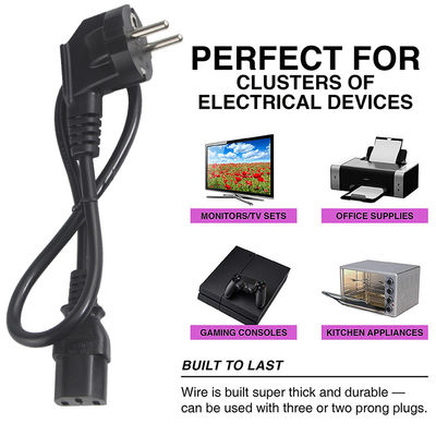 2 Pin AC Power Cord European Power Cords With IEC C13 Connector PVC Jacketed