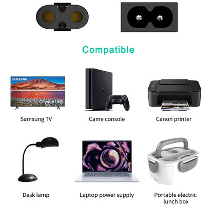 VDE Approved Electric Power Cord For Laptop With EU 2PIN Plug And IEC C7 C8