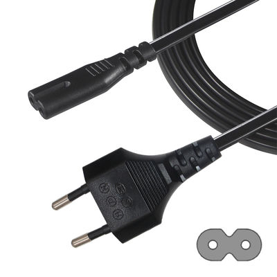 VDE Approved Electric Power Cord For Laptop With EU 2PIN Plug And IEC C7 C8