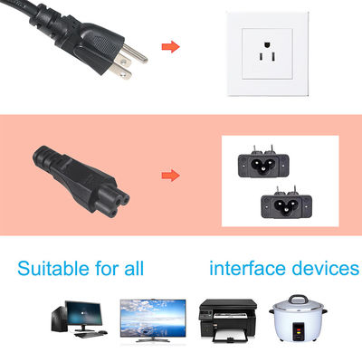 Nema 515P To IEC C5 Kettle Plug Rice Cooker Power Cord 3Pin Retractable