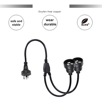 Indoor 3M 3 Prong Extension Cable Male To Dual Female Y Splitter Power Cord