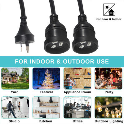 Indoor 3M 3 Prong Extension Cable Male To Dual Female Y Splitter Power Cord