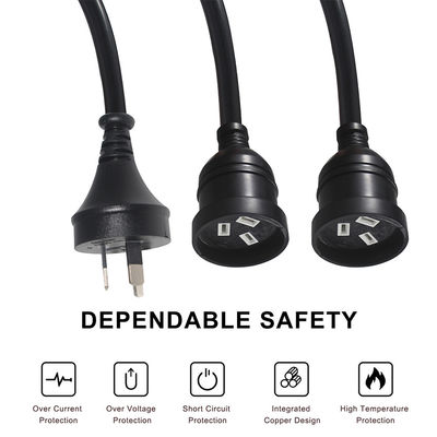 Indoor 3M 3 Prong Extension Cable Male To Dual Female Y Splitter Power Cord