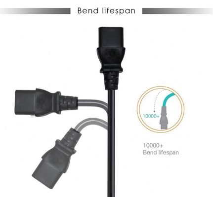 10A IEC Female End C20 To C13 Electric Power Cord VDE 2 Ft Black Extension Cord