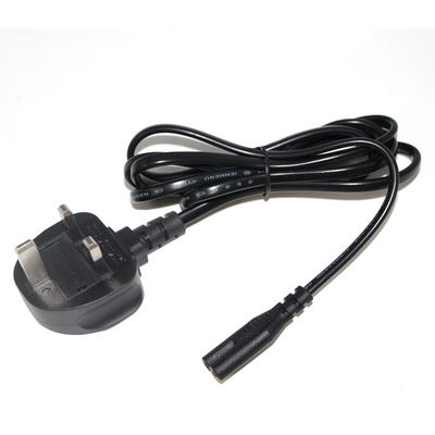 Pure Copper Conductor 1.5m Black Figure 8 Power Cord IEC C7 UK Power Cable