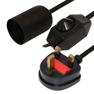 Salt Lamp Holder E27 Electric Power Cord With 6ft H03VVH2-F 0.75mm/2C UK 3pin Plug