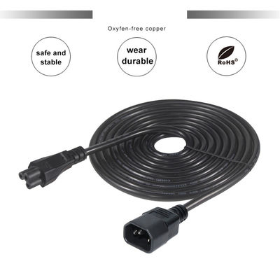 1Ft C14 Conductor Universal Laptop Power Cable with IEC C5 Female End Extension Cord