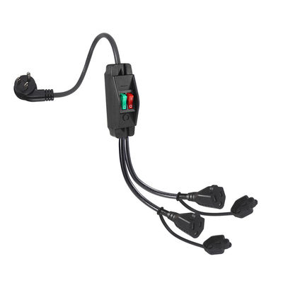 15A/125V Flat Plug Inline 1 Main Line 2 Sub Nema 515P 3Pin Y Type Splitter Power Cord With Switch