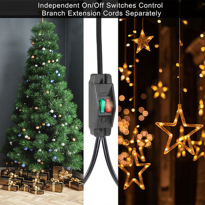 15A/125V Flat Plug Inline 1 Main Line 2 Sub Nema 515P 3Pin Y Type Splitter Power Cord With Switch