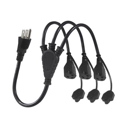 USA Certificate 6Ft 3 Pin Plug 515P To 3 Way Nema 515R Ac Extension Cord Three Prong Outlet Splitter