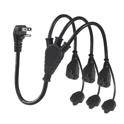 USA Certificate 6Ft 3 Pin Plug 515P To 3 Way Nema 515R Ac Extension Cord Three Prong Outlet Splitter