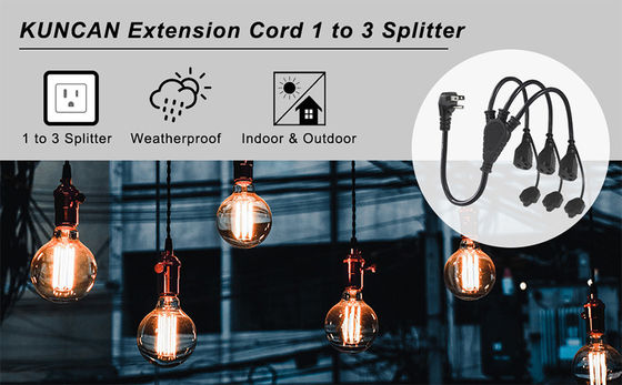 USA Certificate 6Ft 3 Pin Plug 515P To 3 Way Nema 515R Ac Extension Cord Three Prong Outlet Splitter