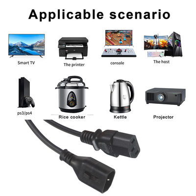 OEM 1.5M Computer AC Electric Power Cord IEC C14 Plug To IEC C13 Female Connectors