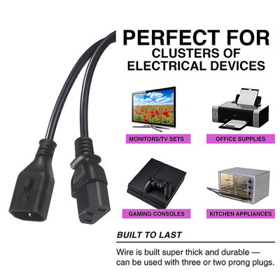 OEM 1.5M Computer AC Electric Power Cord IEC C14 Plug To IEC C13 Female Connectors