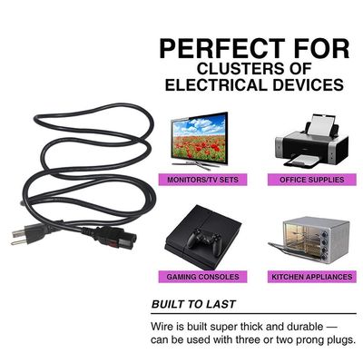 Locking Us Plug To Iec C15 Desktop Computer Power Cable 16AWG- 18AWG