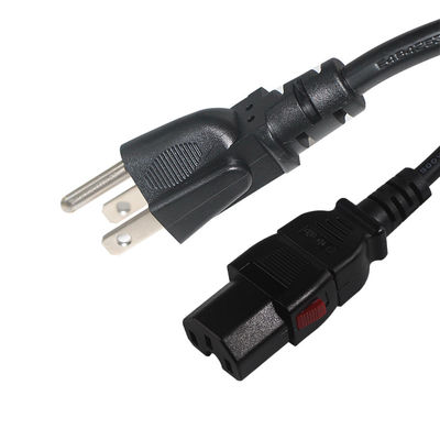 Locking Us Plug To Iec C15 Desktop Computer Power Cable 16AWG- 18AWG