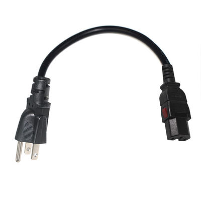 Locking Us Plug To Iec C15 Desktop Computer Power Cable 16AWG- 18AWG
