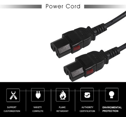 Locking Us Plug To Iec C15 Desktop Computer Power Cable 16AWG- 18AWG