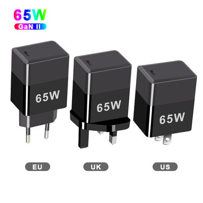 Short Circuit Protection 65W GaN Charger with QC4.0 PD and USB C Ports EU/US/UK Plug