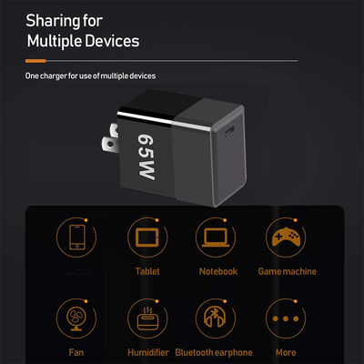 Short Circuit Protection 65W GaN Charger with QC4.0 PD and USB C Ports EU/US/UK Plug