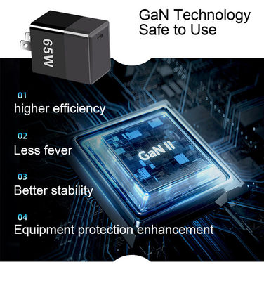 Short Circuit Protection 65W GaN Charger with QC4.0 PD and USB C Ports EU/US/UK Plug