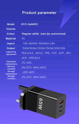 65W Mini Type-C Fast Charging PPS 65W GaN Charger with Three Ports and A 2C Technology