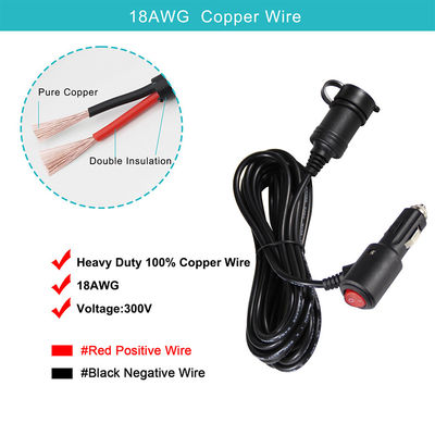 Car Cigarette Lighter Charger with Switch and Male To Female Connector