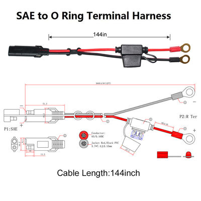 10A 2 Pin SAE Charger To Eyelet Terminal Solar Power Cable  2ft Low Voltage