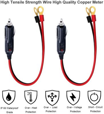 1M Spt-2 12V 24V Solar Power Cable Car Cigarette Lighter Male Adapter To 2 Ring Terminal
