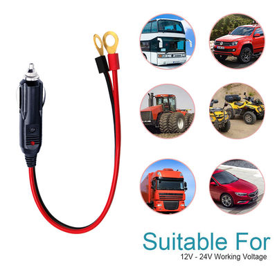 1M Spt-2 12V 24V Solar Power Cable Car Cigarette Lighter Male Adapter To 2 Ring Terminal