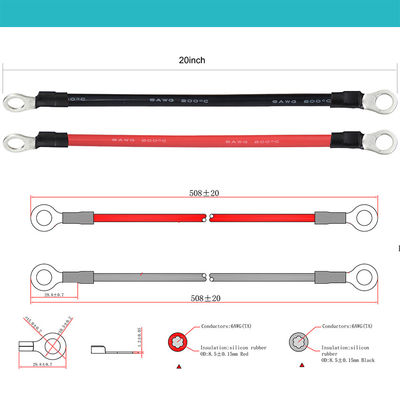 Customized 14AWG Car Battery Chargimg Extension Cable Wire O Ring Terminal