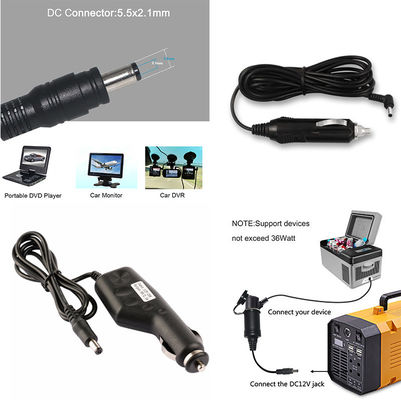 12VDC 24VDC Auto Cigarette Lighter To DC Jack 2.1mm Cigar Power Cable